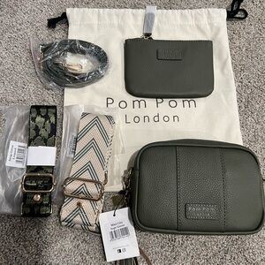Pom Pom London Olive Green Crossbody Bag Set